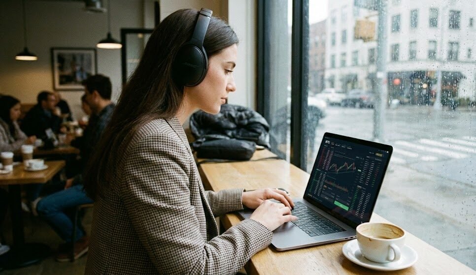 شخص يمارس العمل الصامت وتجارة الأصول الرقمية عبر الإنترنت