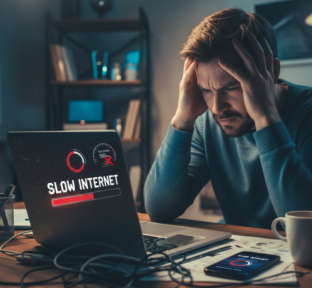 بطء الإنترنت رغم السرعة العالية