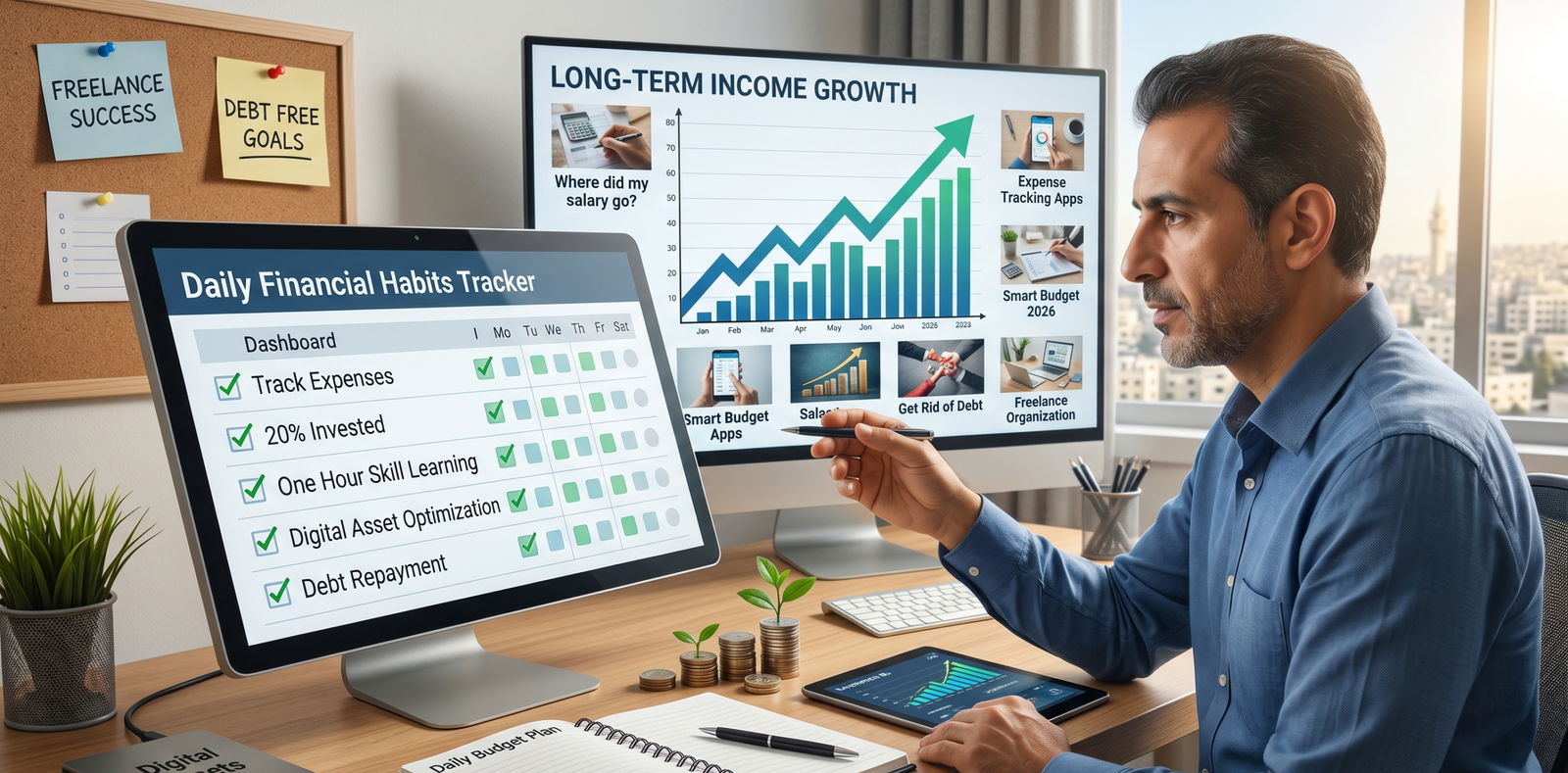 تجفيف العادات اليومية ل زيادة الدخل في بيئة عمل ذكية.